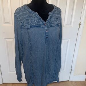 Style & Co. Denim Blue Textured Blouse